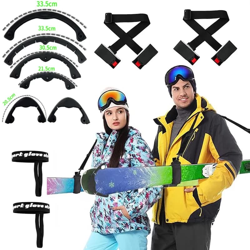 Cinghie da sci Snowboards Striscia anticollisione Strisce per guanti da sci Cinghie per scarponi da sci regolabili con cuscinetti protettivi Porta snowboard