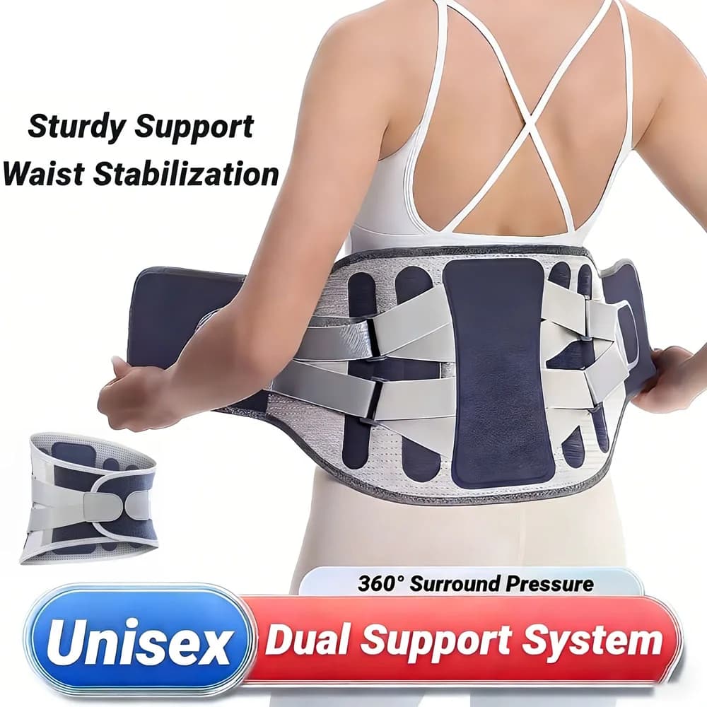 Adjustable lumbar support belts for men and women, designed for support of lower back and breathability