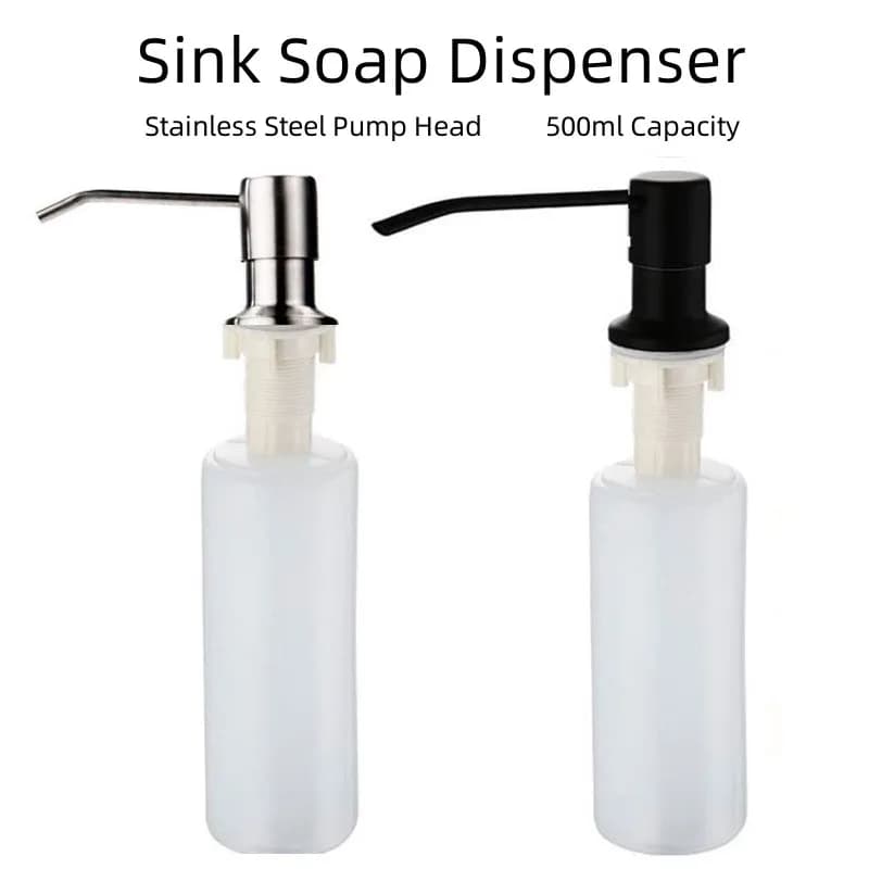 Dispenser di sapone per piatti da cucina da 350 ml Dispenser per pompa di sapone per lavello Contenitore per detersivo incorporato in acciaio inossidabile per piatti
