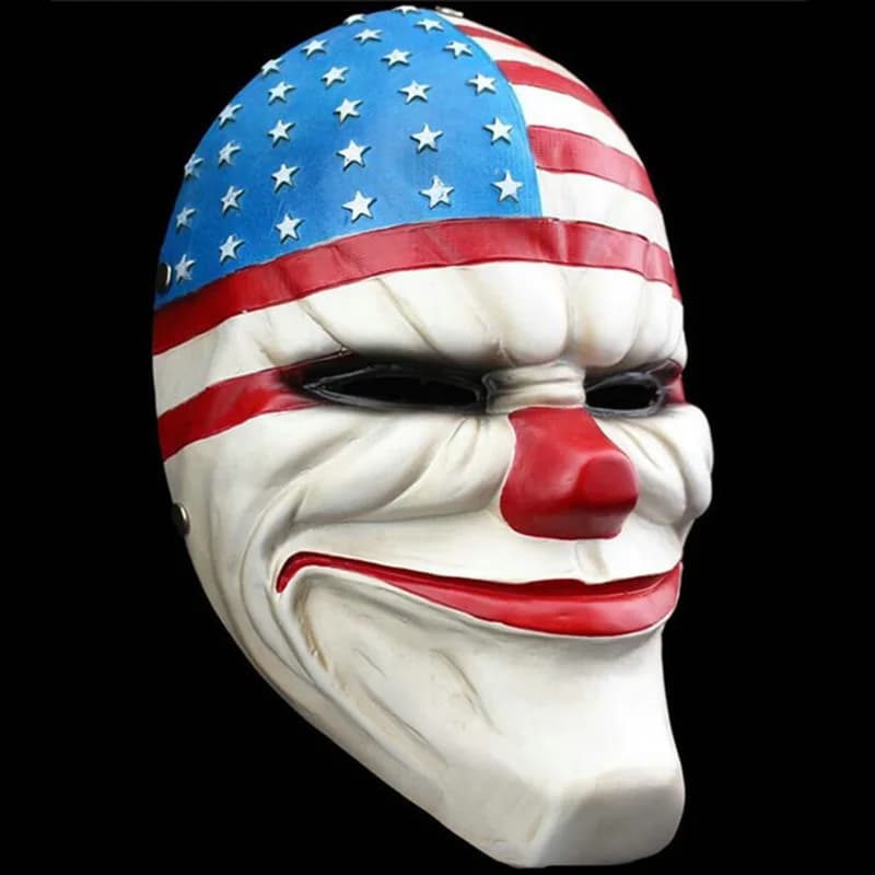 Payday 2 Maschera in resina Heist Dallas/Lupo/Catene/Hoxton Cosplay Collezione di Halloween Horror Clown Masquerade Carnaval Costume Puntelli