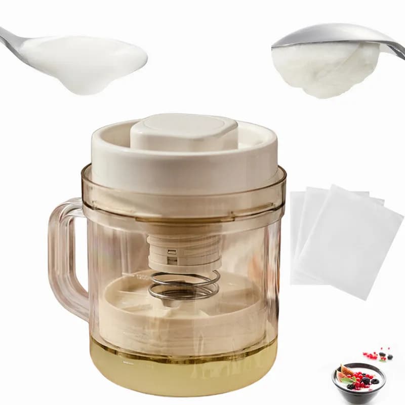 Yogurtiera greca da 500 ml con 3 sacchetti a maglia fine e coperchio per yogurt greco spesso fatto in casa Separatore di siero di latte Filtro per yogurt