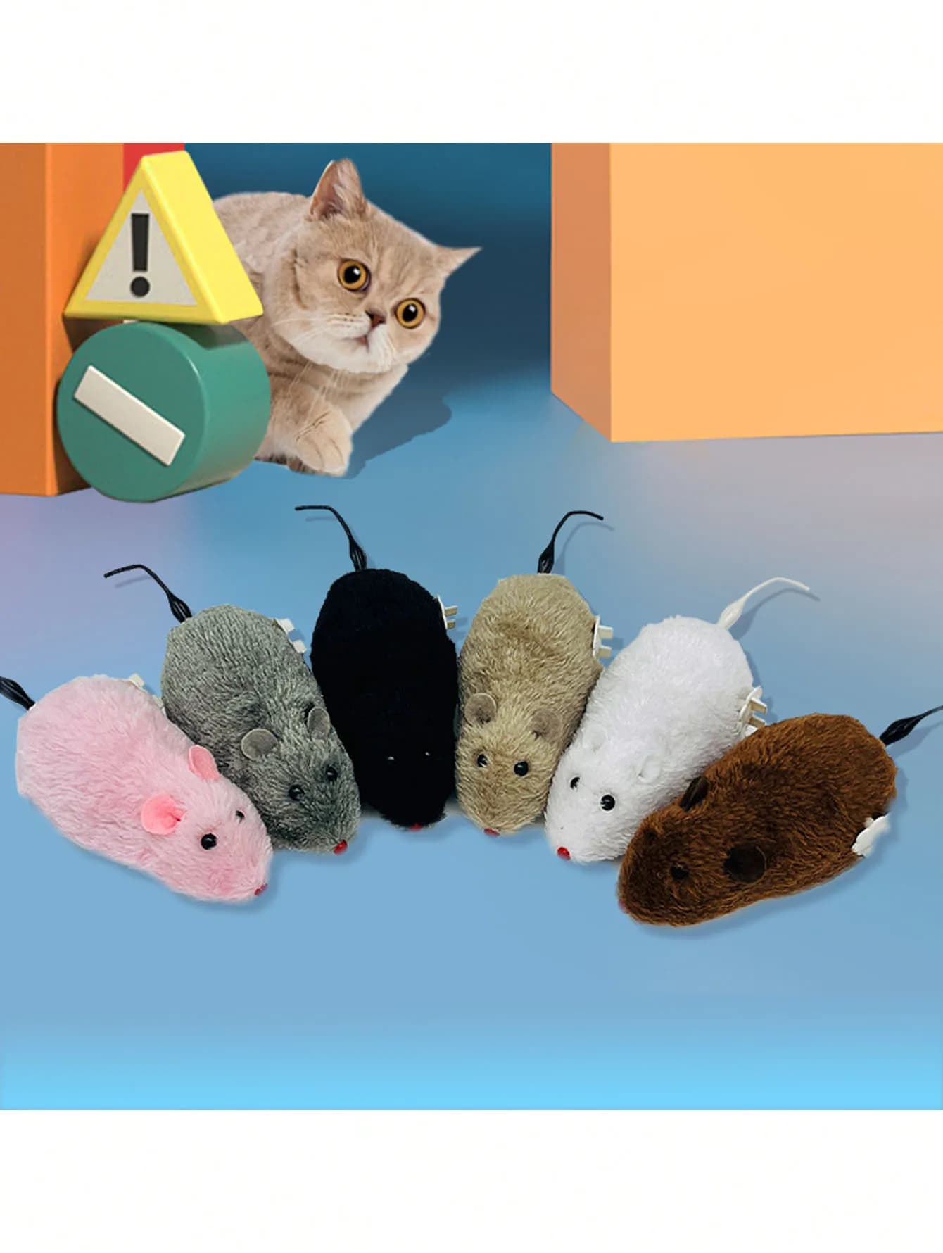 Long tailed mice, plush cat toys for grinding teeth and cleaning teeth, interactive cat toys that can run and wag their tails
