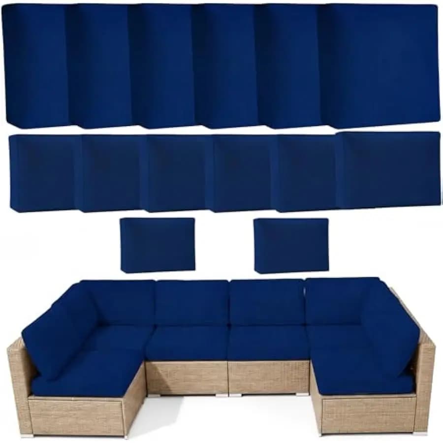 pickyNproud 14 Pieces Outdoor Cushion Covers for Patio Furniture, High Elastic Spandex Sectional Sofa Slipcovers Washable, Unive