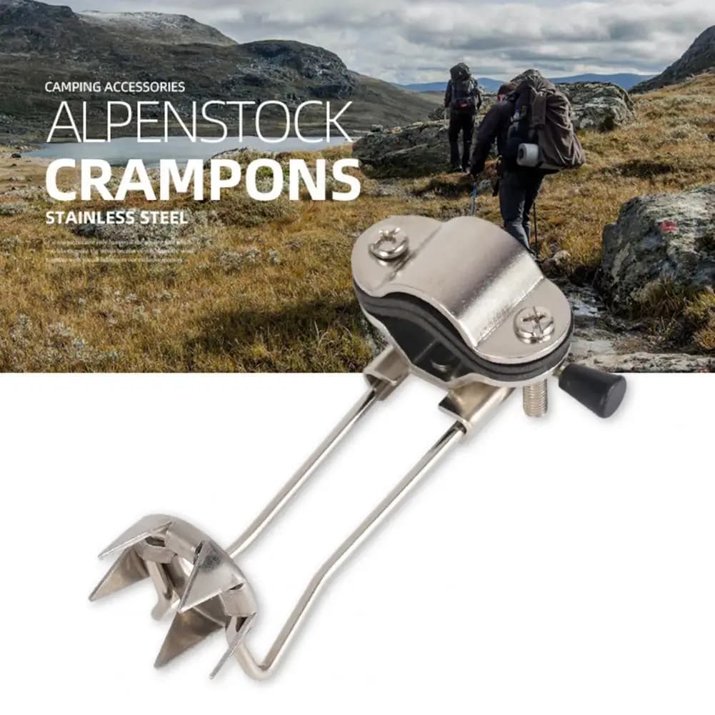Cane Ice Tip Attachment Easy Installation Cane Ice Grip Trekking Pole Ice Spike Tips with 5 Stainless Steel Studs Winter Hiking