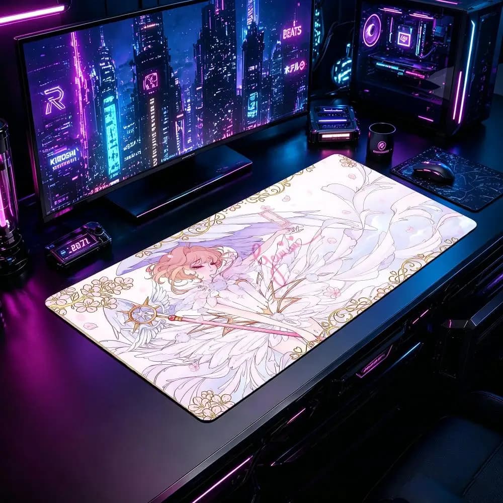 Tappetino per Mouse da Gaming CCardcaptor Sakura XXL Grande Tappetino da Scrivania Antiscivolo in Gomma Esteso per PC e Laptop