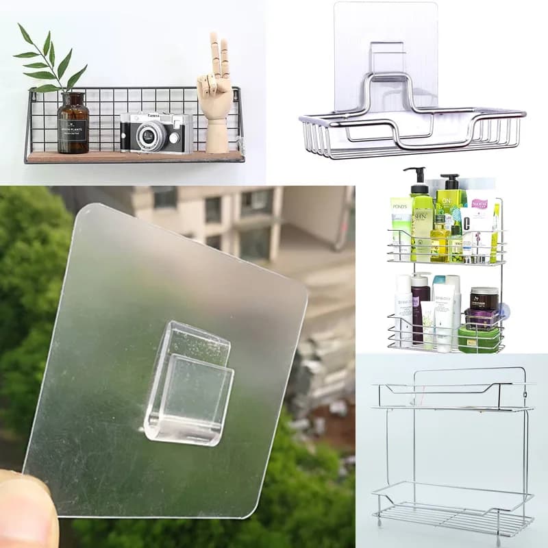 Ganci da parete trasparenti ganci di stoccaggio per bagno da cucina autoadesivi resistenti ganci a ventosa supporto per gancio per carichi pesanti