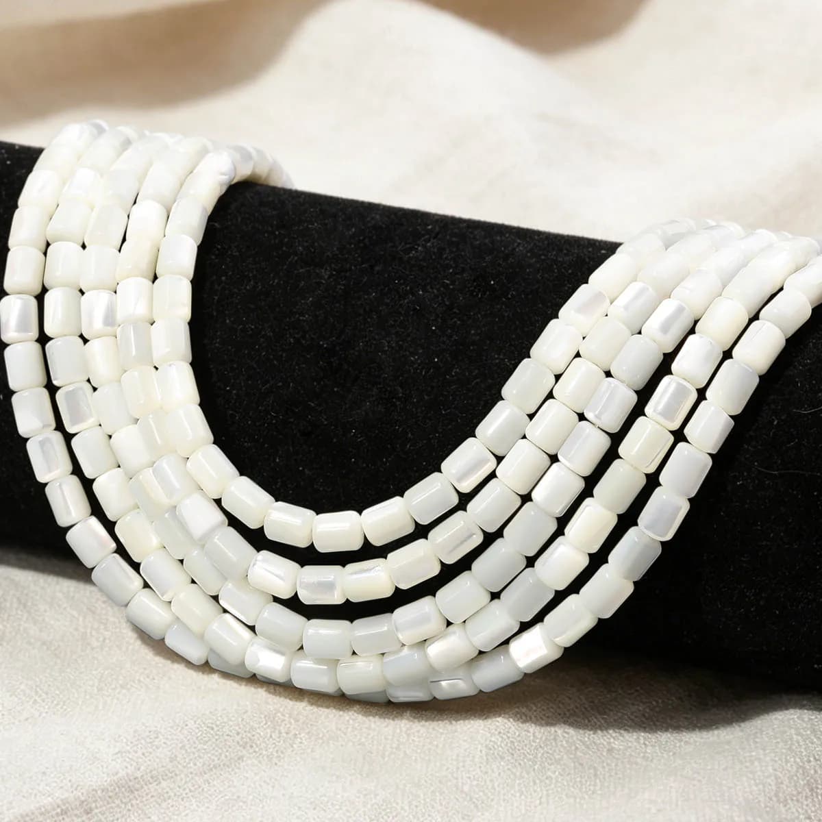 4x6mm 30Pcs Milky White Natural MOP Mini Square Cylinder Tube Beads Suitable for Jewellery-Making Diy Craft Accessories
