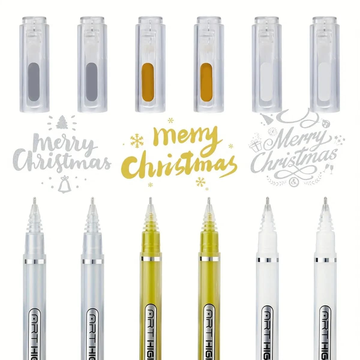 3/6pcs White Gold Silver Gel Pen Set 1mm Fine Point, Smooth Ink Pens for Drawing, Scrapbooking, DIY Art and Card Making