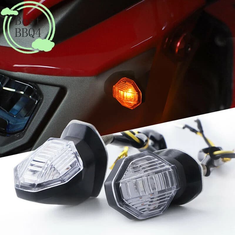 (BBQ4) 2x Indicatori di Direzione Universali per Moto con 1 LED Ambra, Luci Lampeggianti per Bici
