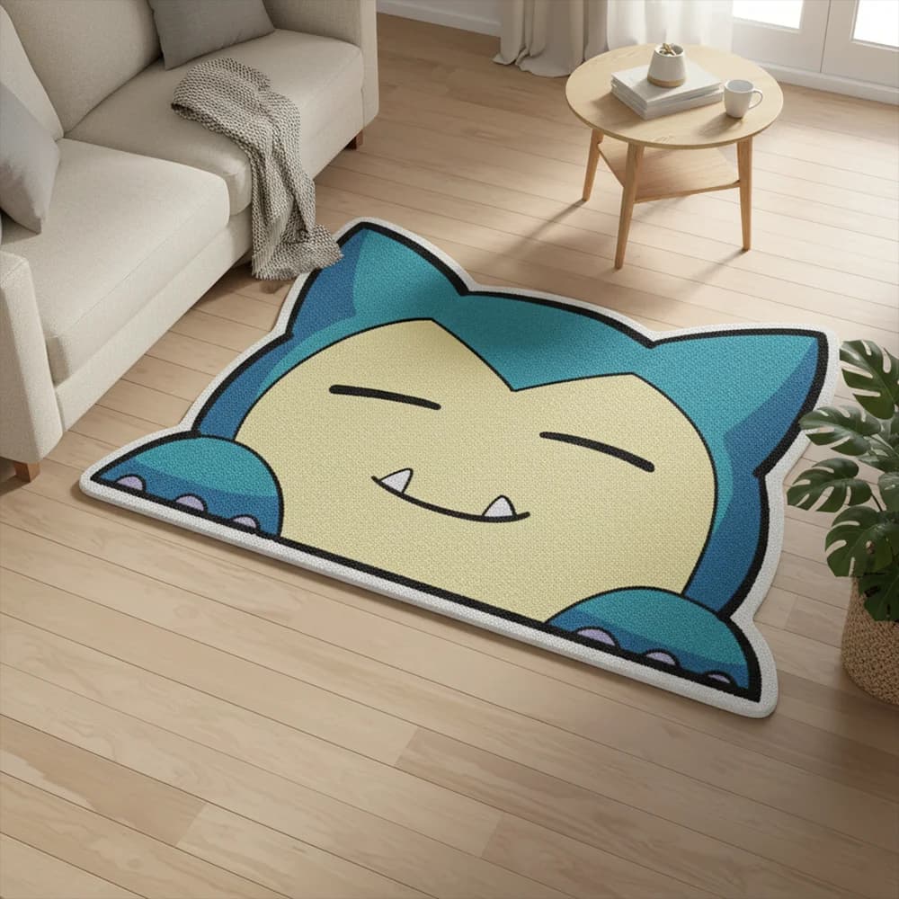 Cartoon Pokemon Snorlax Cartoon Carpet, Bedroom Decoration, Soft Rug for Living Room, Fan Gift