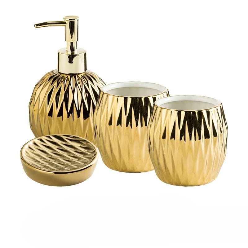 Set da bagno in ceramica elettrolitica di lusso leggero: dispenser di sapone creativo, tazza per collutorio, accessori da bagno moderni per la casa