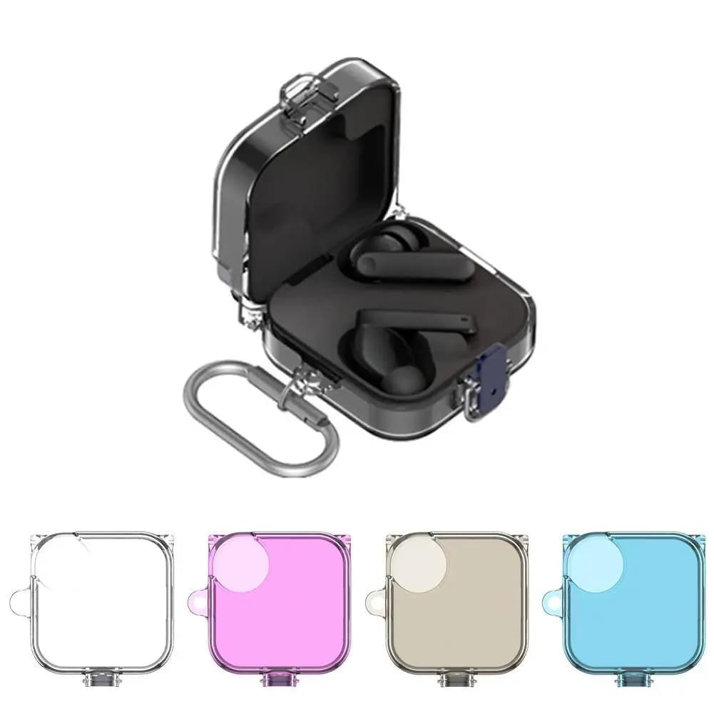 Transparent case for CMF Buds Pro 2 TPU protective case with lock and hook Bluetooth headphone case wireless