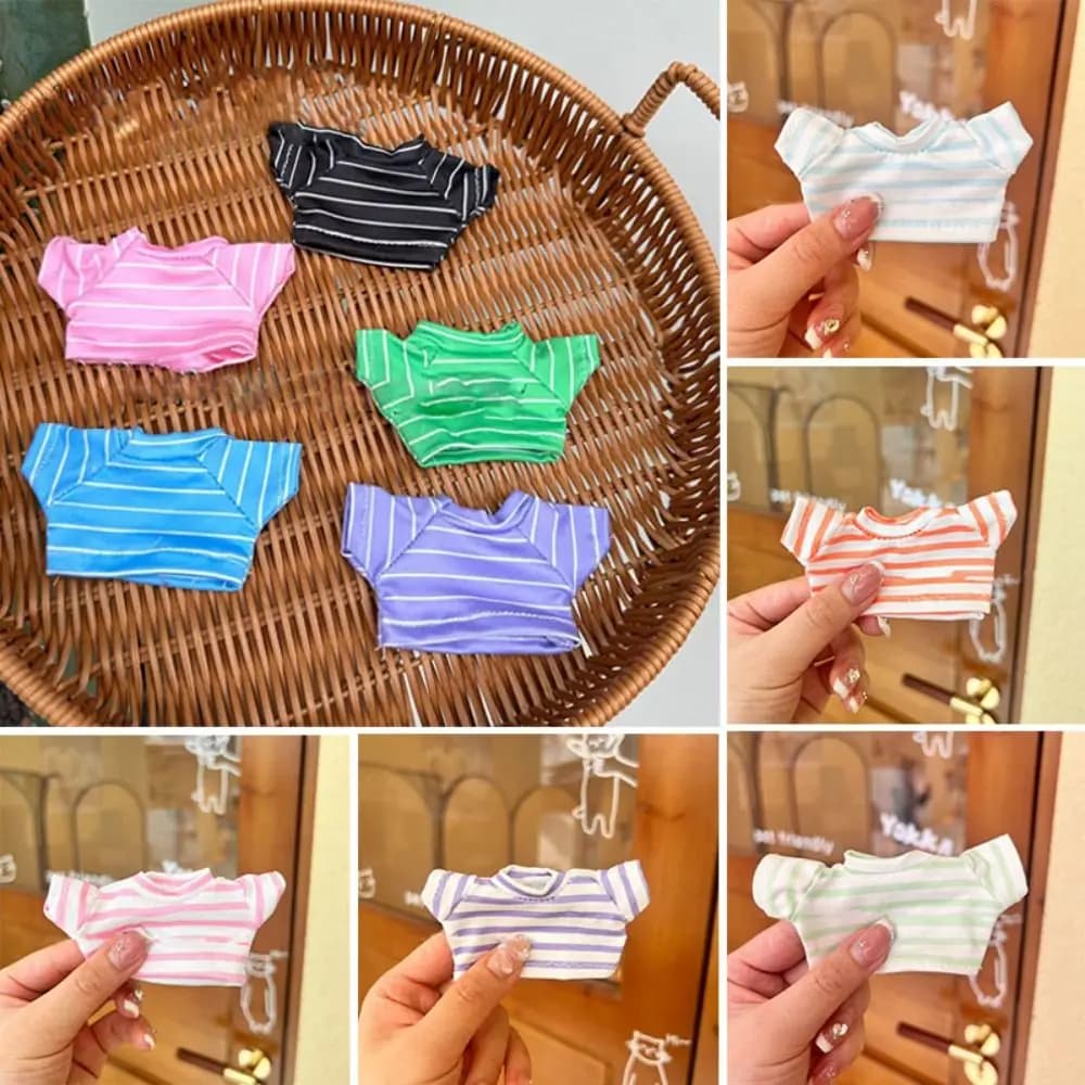 8 Colors Cotton Doll Clothes Splicing Style Accessories Casual Wear T-shirt Mini Clothes Tops for 15cm Cotton Doll