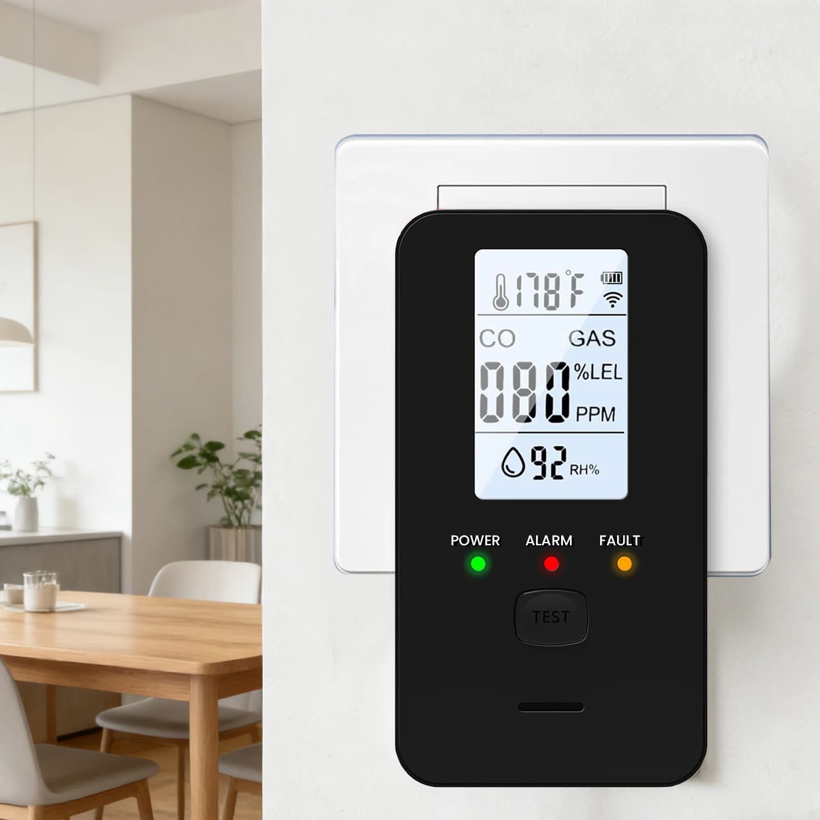 4-in-1 Gas & Carbon Monoxide Detector Fast Response Rv Methane Gas Detector with Temperature Humidity Display for Home Hotel RV