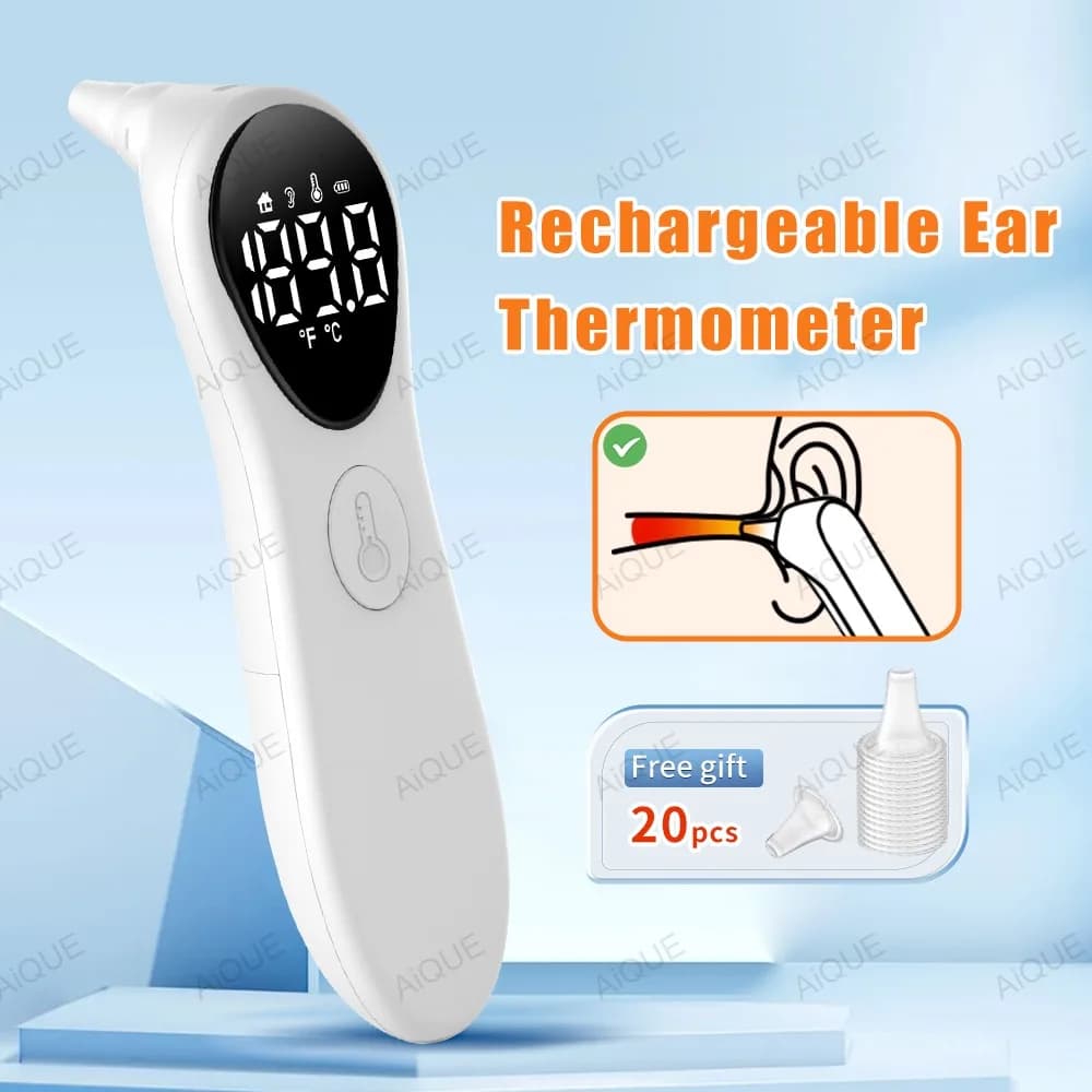 AiQUE Reload Earrings Thermometer to Infrared Child Front Eye Ear Without Contact Use Medical Temperature Meter Body for Adults IR Size Fever