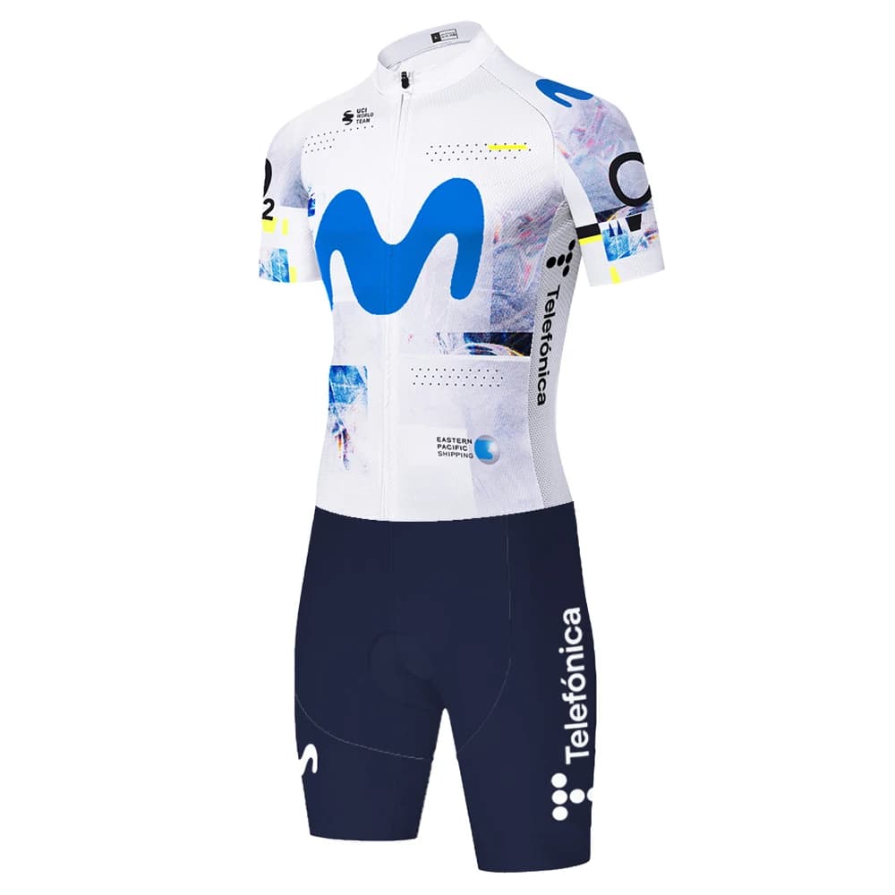 Tuta da triathlon Movistar da uomo, maglia da ciclismo, tuta da corsa su strada, abbigliamento sportivo, pantaloncini da ciclismo, maillot cyclisme homme