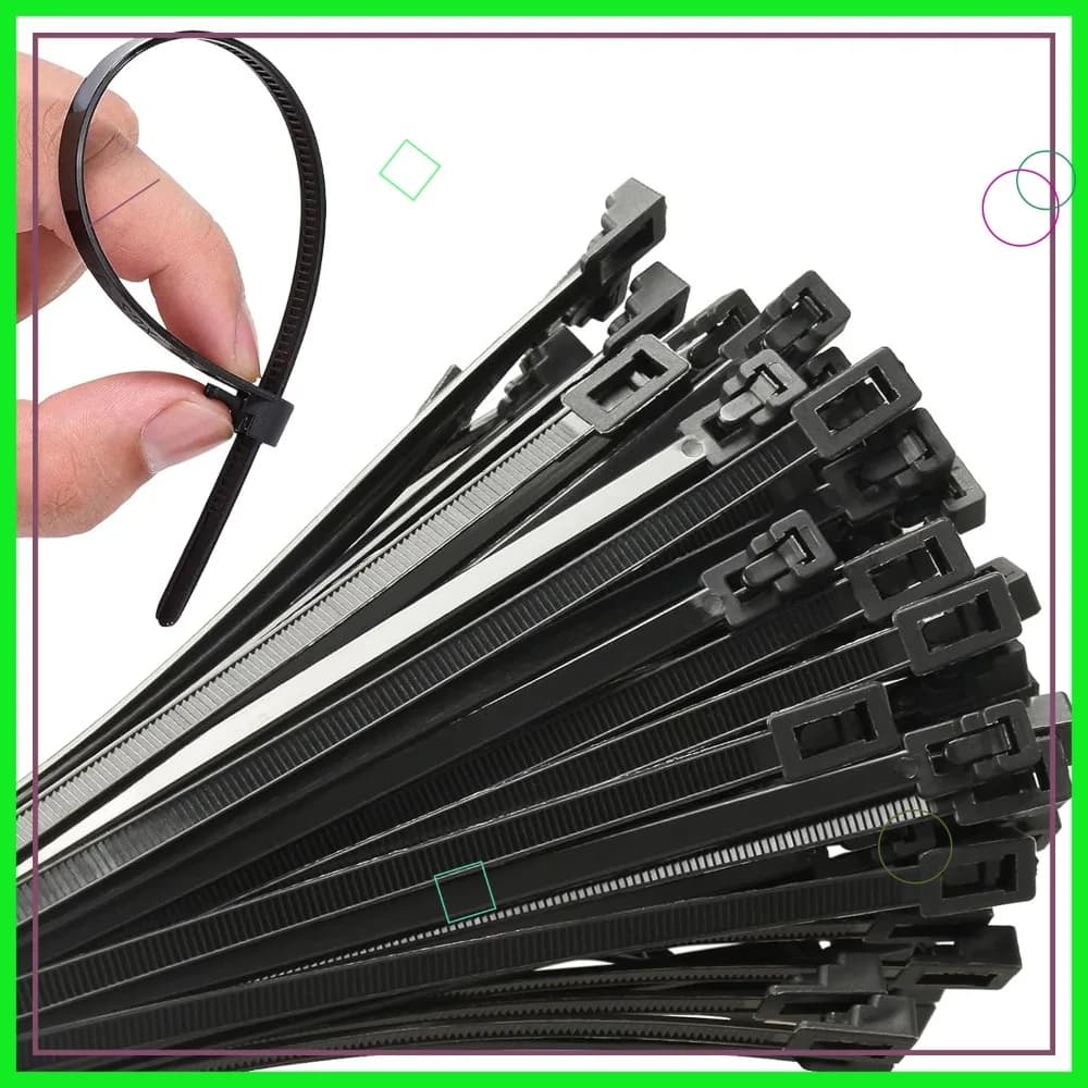 100 Pezzi Fascette Stringicavo Resistenti da 8 Pollici, Resistenza alla Trazione di 40 Libbre, Fascette Nere Riutilizzabili per Giardino, Casa, Ufficio