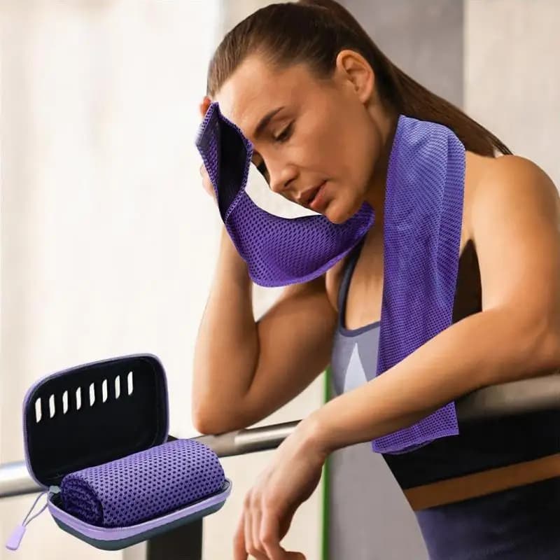 Asciugamani a rapida asciugatura per sport, palestra, escursionismo e yoga, asciugamani rinfrescanti da campeggio con custodia in EVA, asciugamano refrigerante da viaggio compatto e portatile