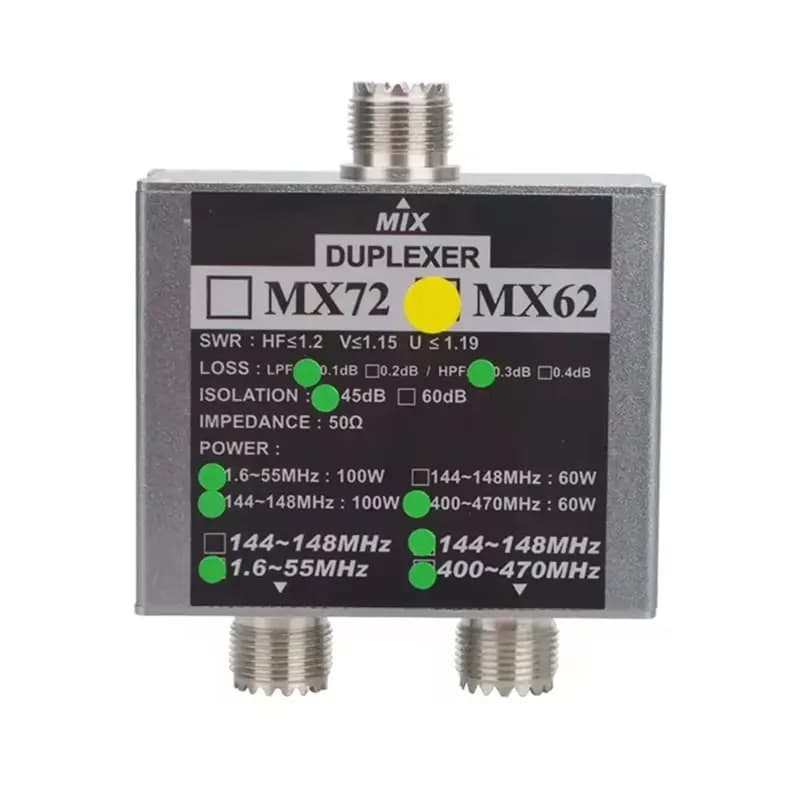 【HOT A69Z!】Amateur Radio Antenna Combiner MX62 50 Ohm 60-100W Walkie Talkie Ham VHF UHF Tri-Band Linear Antenna Duplexer SO23