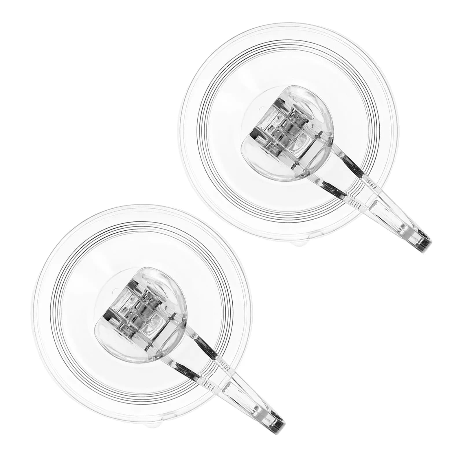 2Pcs Clear Suction Hooks Vacuum Cup Strong Adhesion for Bathroom Kitchen Shower Heavy Duty No Residue Removable Hooks