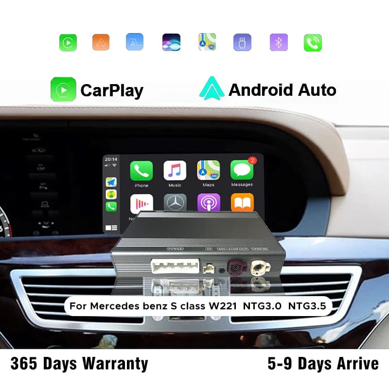 Wireless CarPlay Android Auto Kit for Mercedes Benz NTG3.0/3.5 S CL Class W221 2006-2012 Plug & Play with Mirror Link AirPlay