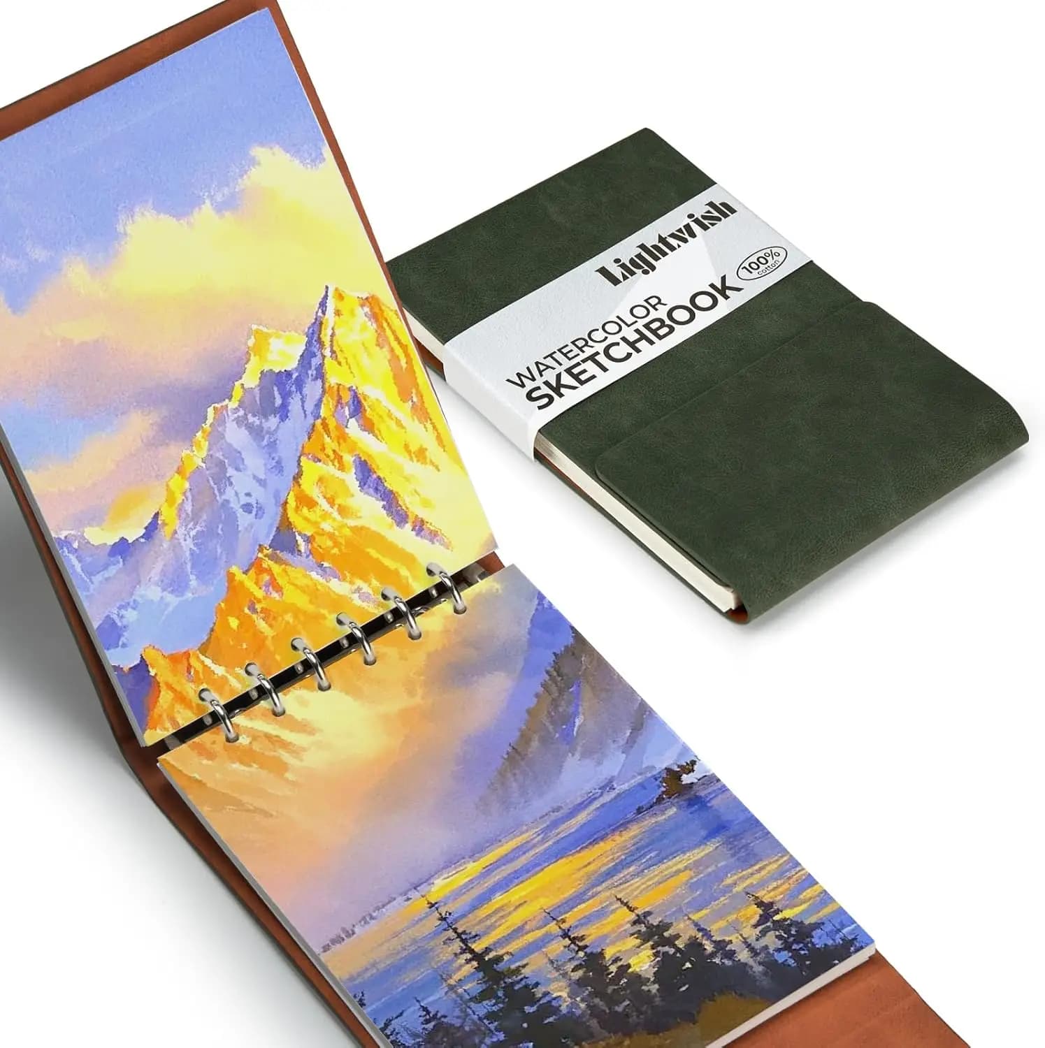 Lightwish Watercolor Sketchbook,100% Cotton 300g Watercolor Journal, Watercolor Paper for Artists, 20 Sheets 5.5 * 8.2 Inches