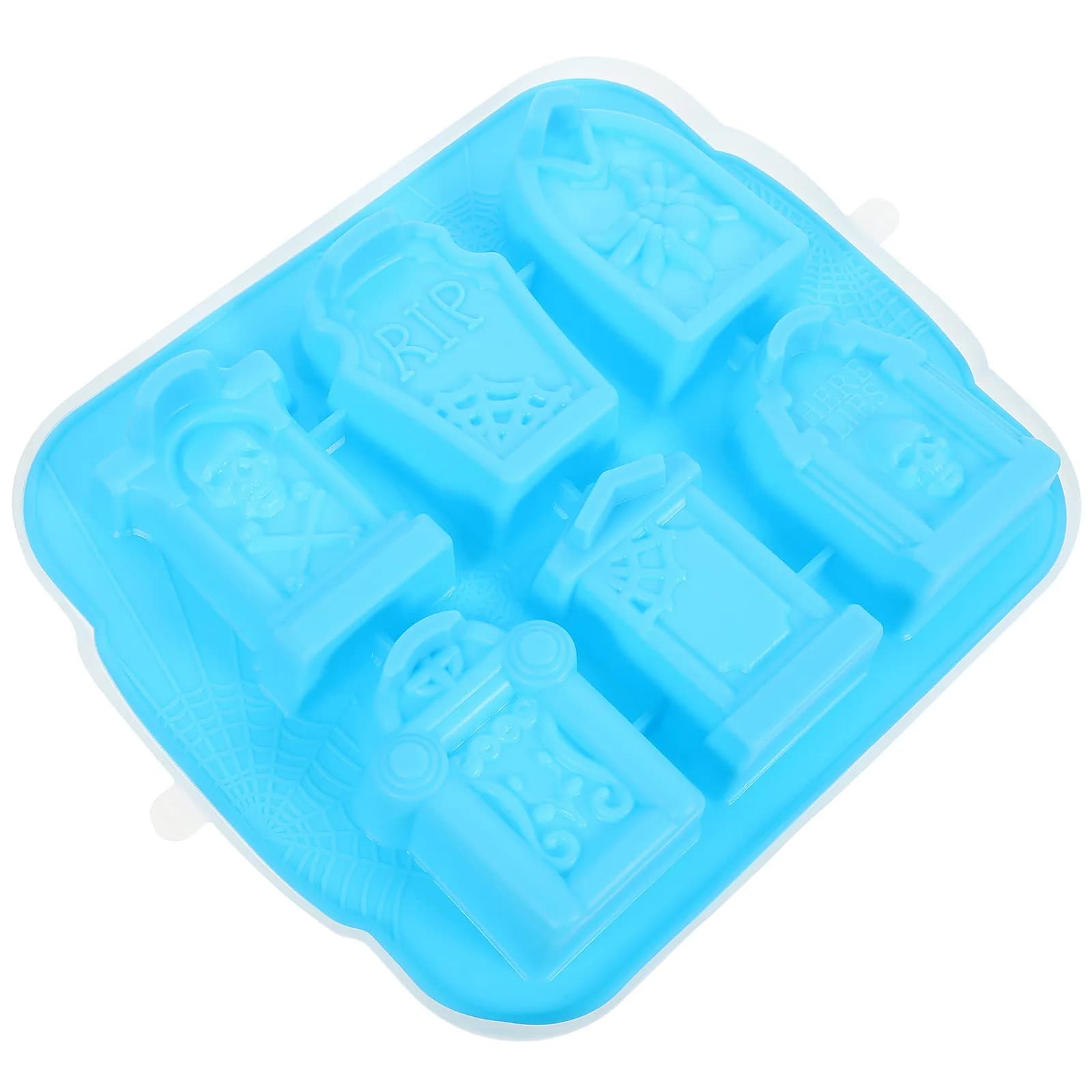Stampo per cubetti di ghiaccio a forma di lapide, in silicone, riutilizzabile, inodore, salvaspazio, per Halloween, feste, budini, biscotti, torte, mousse, gelatine