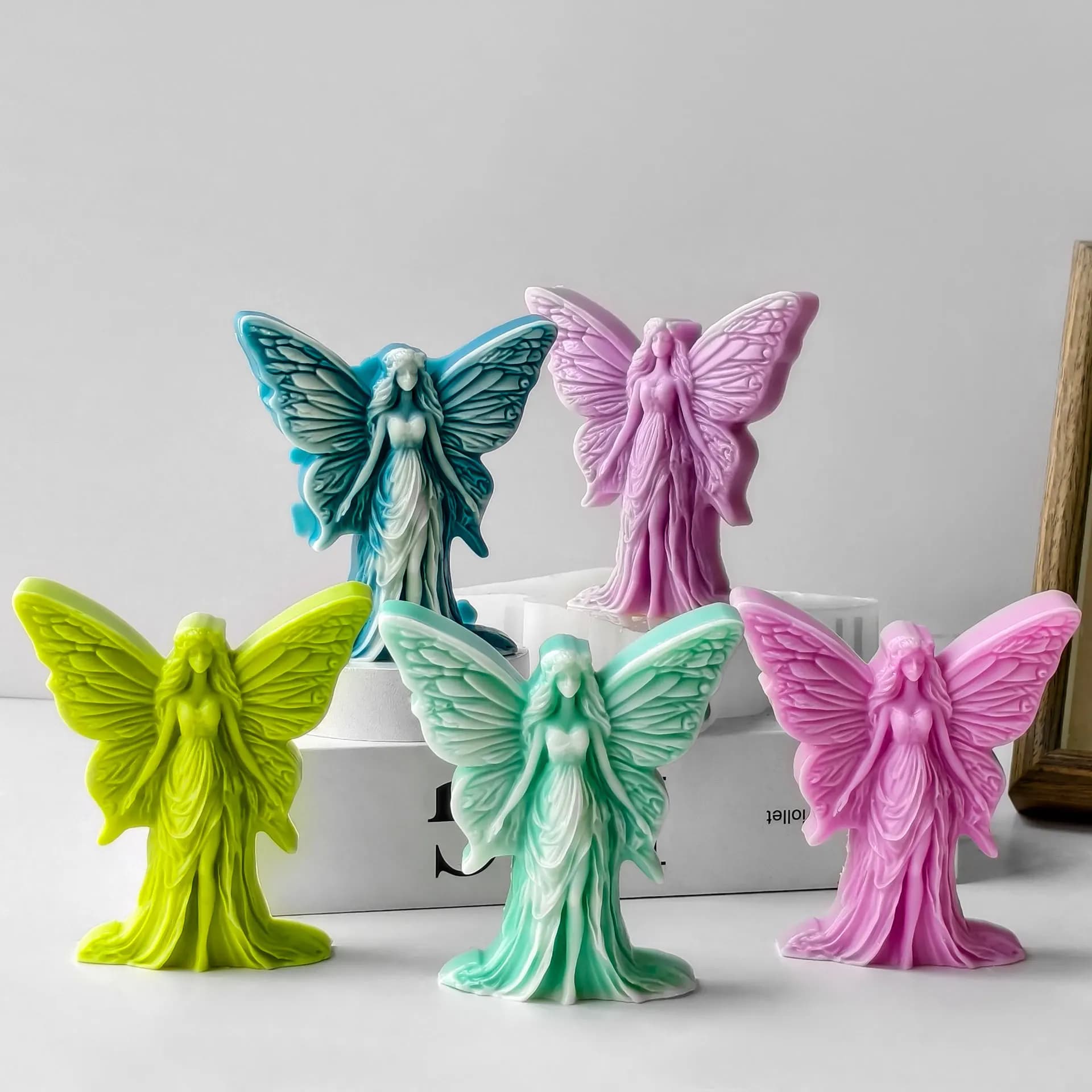 Silicone Print for Butterfly Scented Candle Make from You Butterfly Flower Fairy Moulds for Gesso Resin Ornaments Handmade Soap Creation