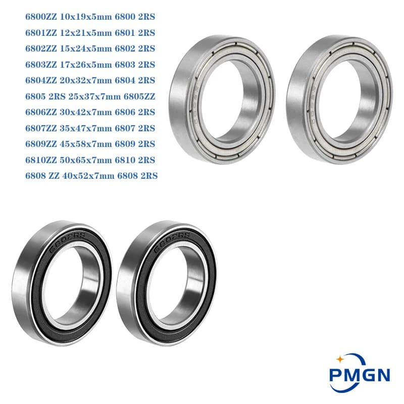 6800 6801 6802 6803 6804 6805 6806 6807 6808 6809 6810 ZZ 2Z -2RS Ball Bearings with Sealed Rubber Bearing Thin Wall Metal Shielded
