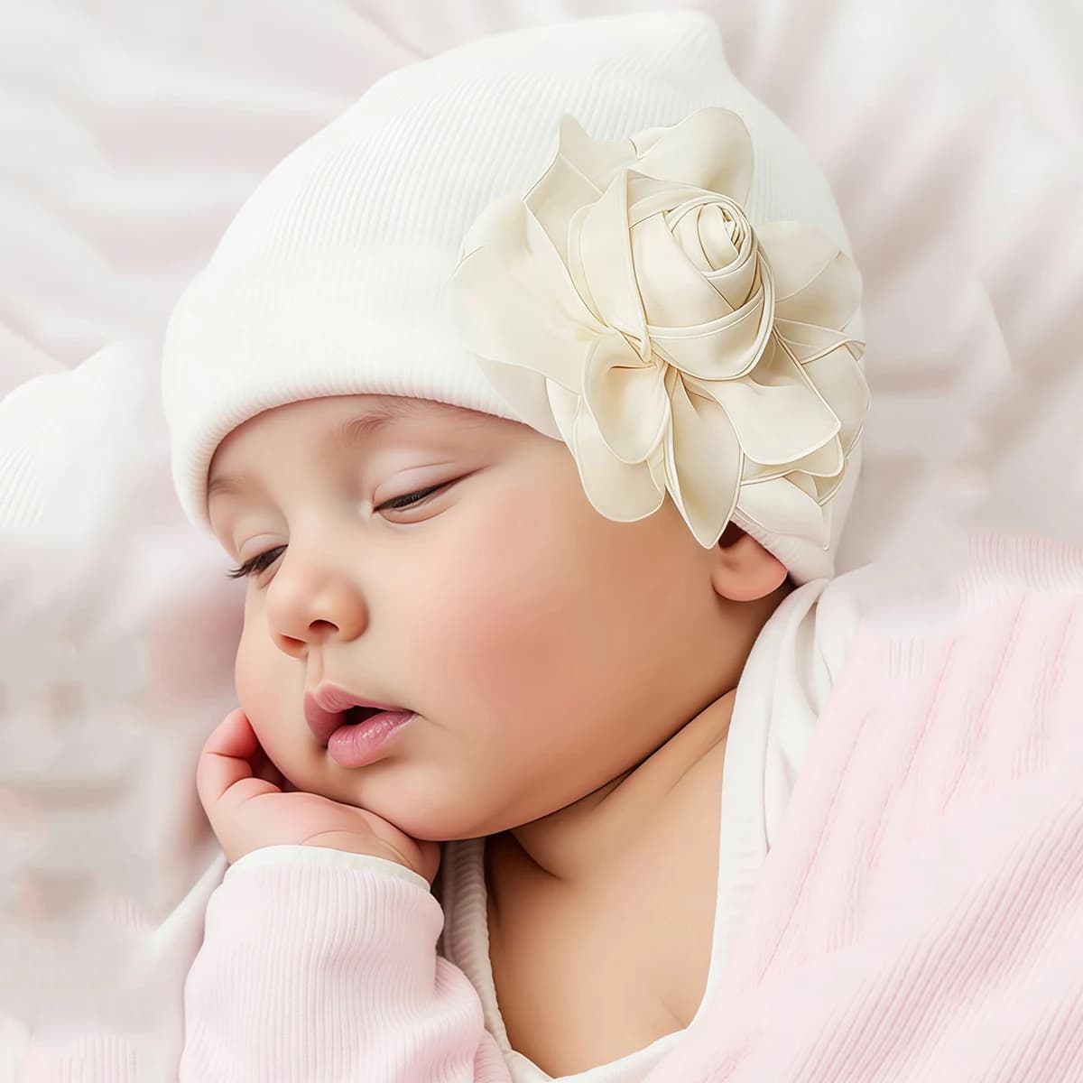 Ylsteed Autunno Inverno Neonato Fotografia Caldo Grande Fiore Cappelli Lavorati a Maglia Bambini Beanie Cappello Morbido E Confortevole Bambini Cofano Puntelli-HD