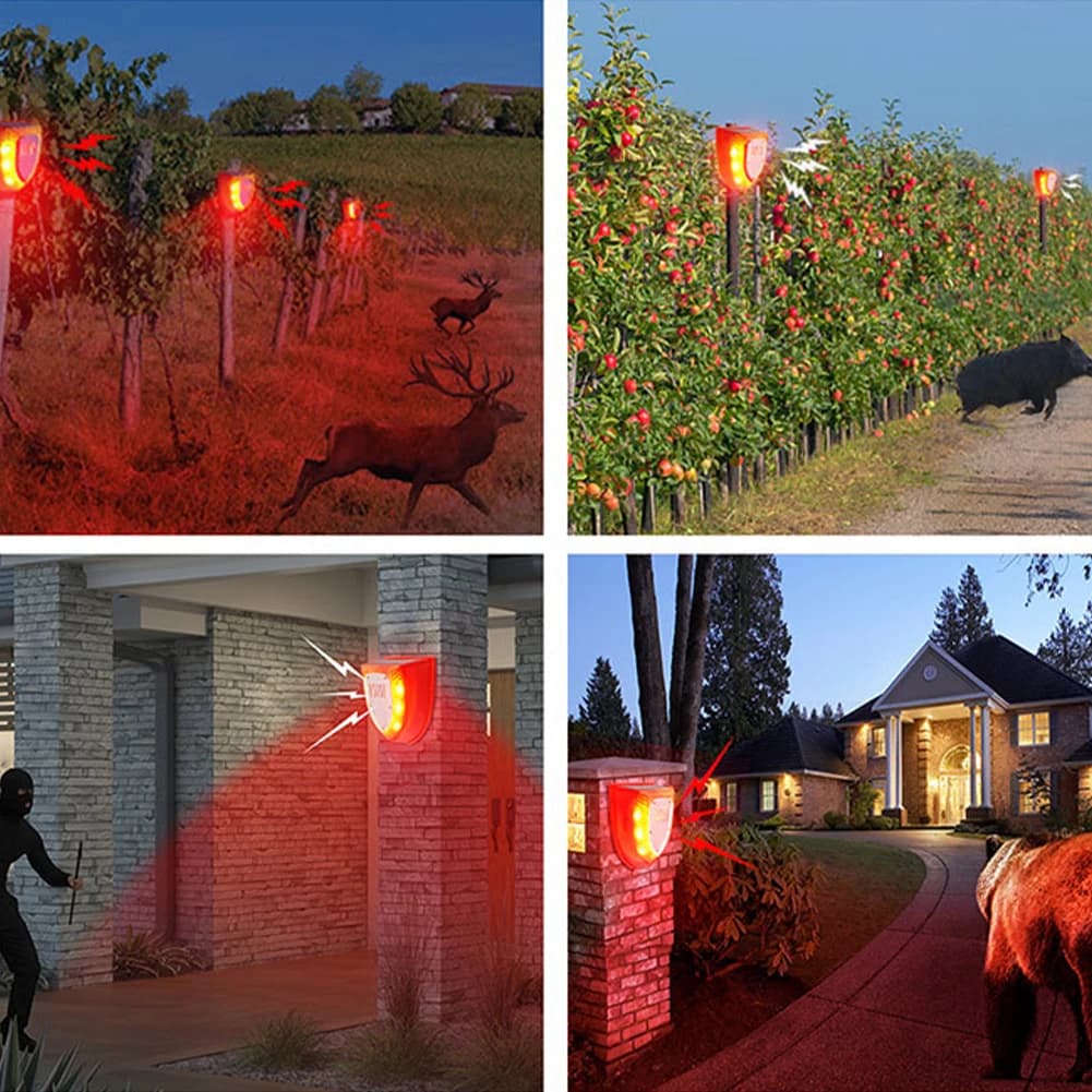Warning Loud Solar Strobe Light with Motion Sensor Strobe Light Warning Lamp Waterproof Alarm System for Farm Barn Yard
