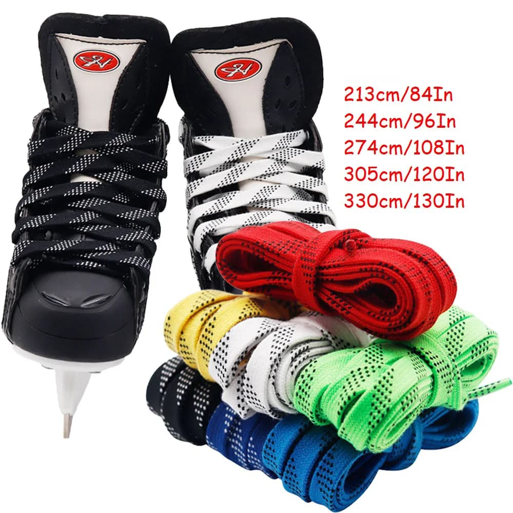 Lacci per pattini 8 Lunghezza diversa Treccia a doppio strato Punte extra rinforzate Punta cerata Design Tuta per hockey su ghiaccio Skate Hockey Lacci per scarpe