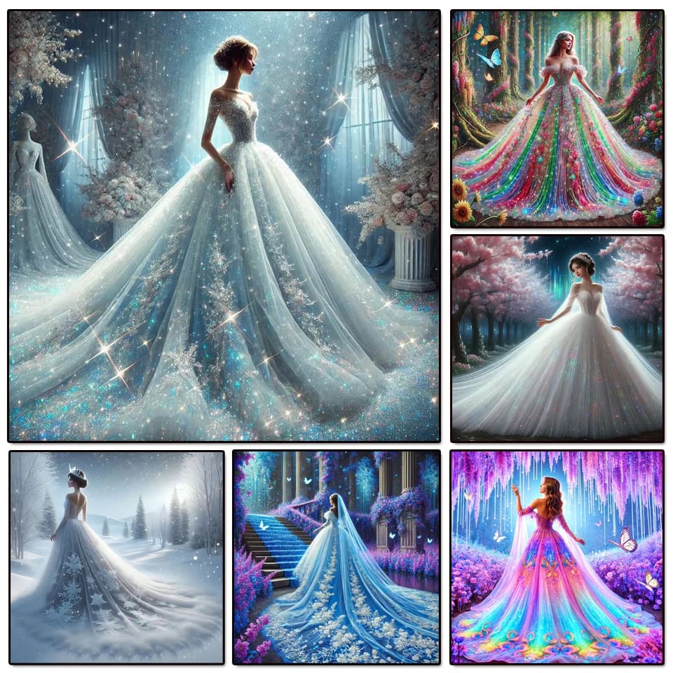 Kit punto croce pittura diamante 5D fai da te abito da sposa da sogno donna farfalla diamante pieno mosaico ricamo decorazioni per la casa
