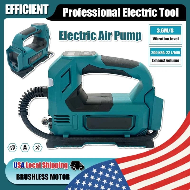 Gonfiatore Portatile per Pneumatici Compatibile con Batteria Makita 18V, Pompa Elettrica ad Aria, Compressore d'Aria Portatile per Pneumatici di Auto, Biciclette e Palloni