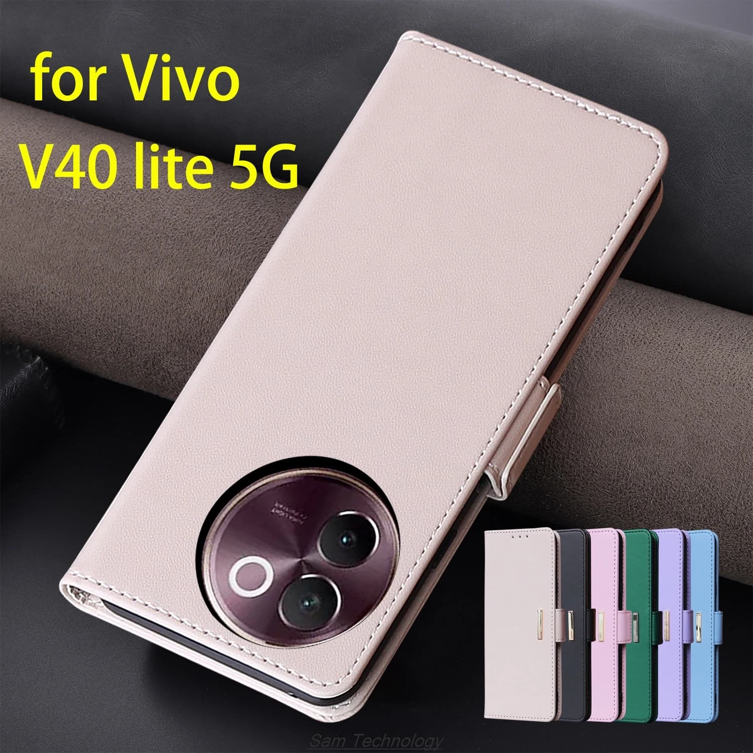 Custodia in pelle con fibbia magnetica per Vivo V40 lite 5G Portafoglio RFID BLOCCO Flip Cover femminile Semplice Capa Fundas Coque