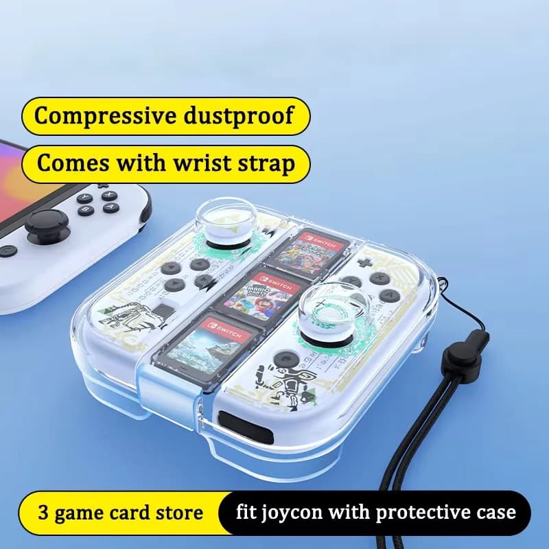 Scatola di immagazzinaggio Switch Joy-Con per controller OLED Nintendo Switch/Switch Custodia portatile antipolvere con 3 supporti per carte da gioco