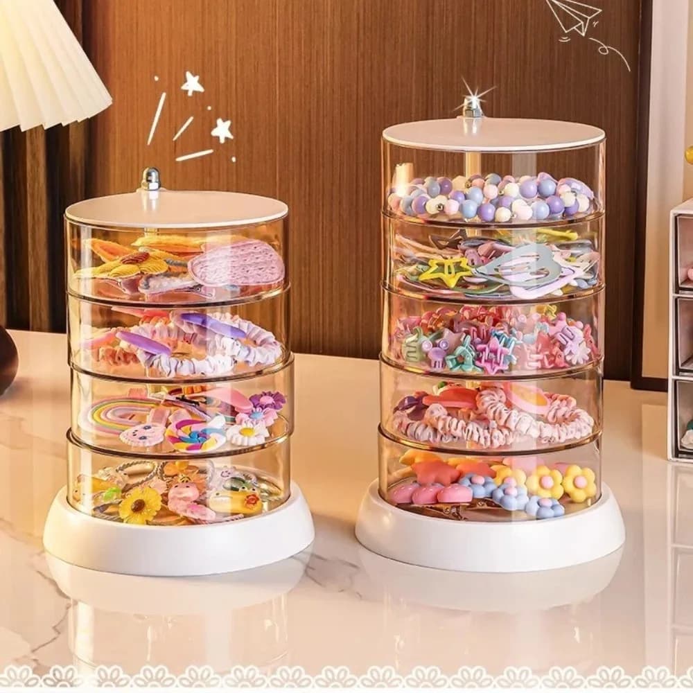 Organizer 360° Swivel for Hair Accessories, Plastic Box, Multilayer Desk Display for Girl Jewelry