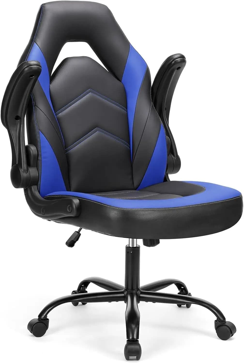 Sedia da gaming ergonomica con supporto lombare, braccioli ribaltabili regolabili in altezza in pelle PU, 360° ° Ruote Girevoli per Ufficio Domestico