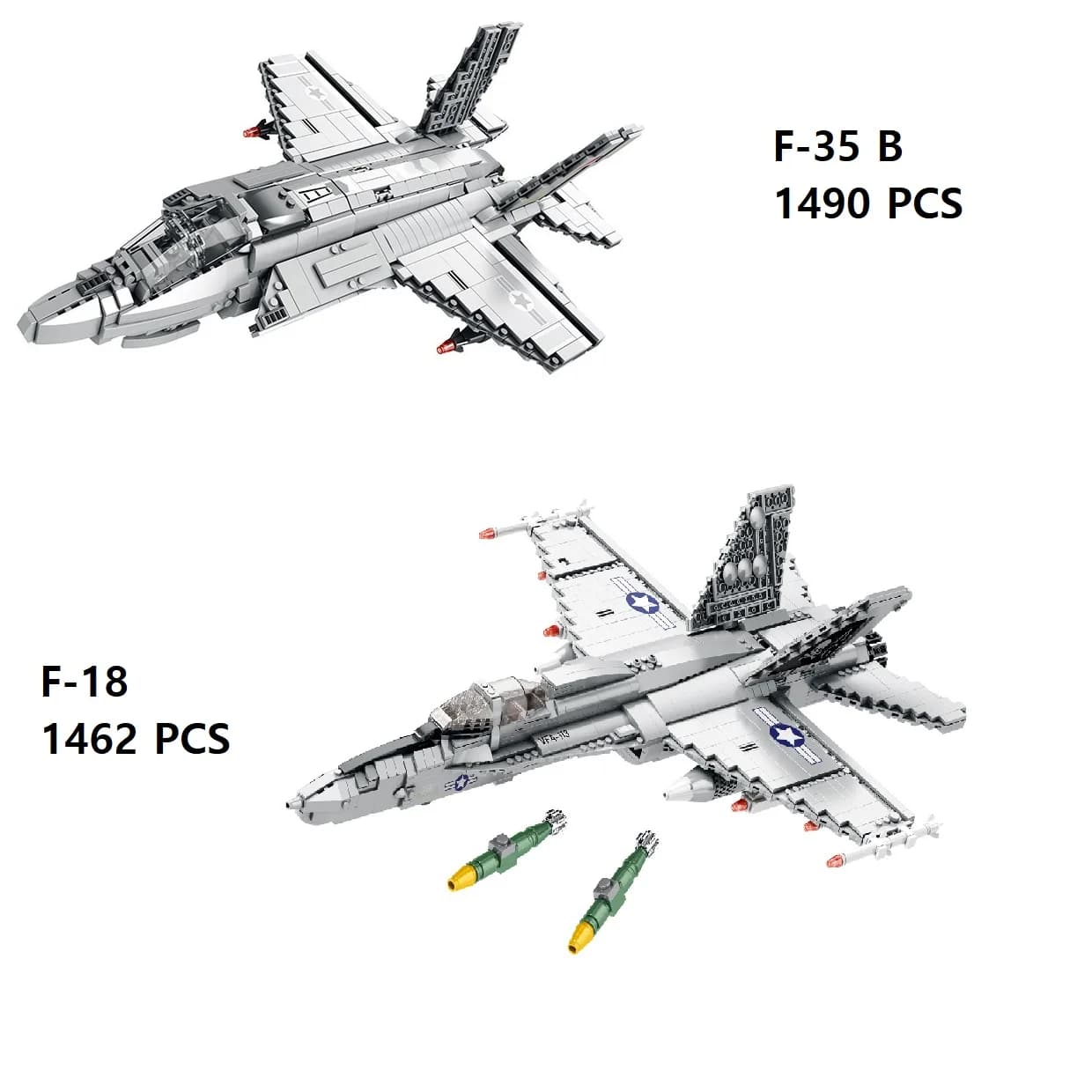 NO.33021&22 Mini Blocchi da Costruzione MOC, Modelli di Aerei F-35 B e F-18, Mattoncini Fai-da-Te, Giocattoli Educativi per Bambini e Adulti, Idee Regalo