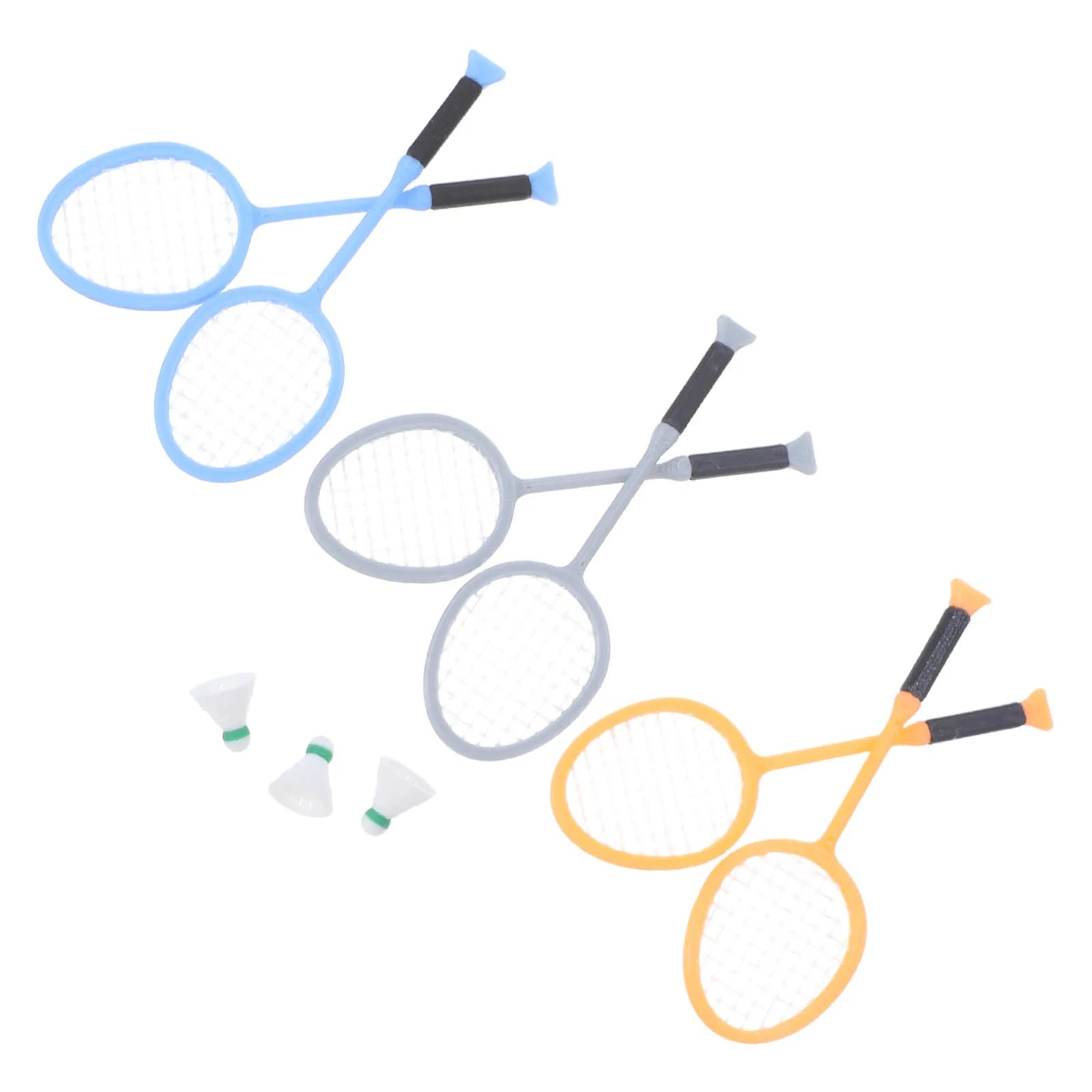 3 Set di Racchette da Badminton in Miniatura, Simulazione Scala 1:12, Accessori per Casa delle Bambole, Decorazione Sportiva in Miniatura, Topper per Torte, Ciondoli per Zaini
