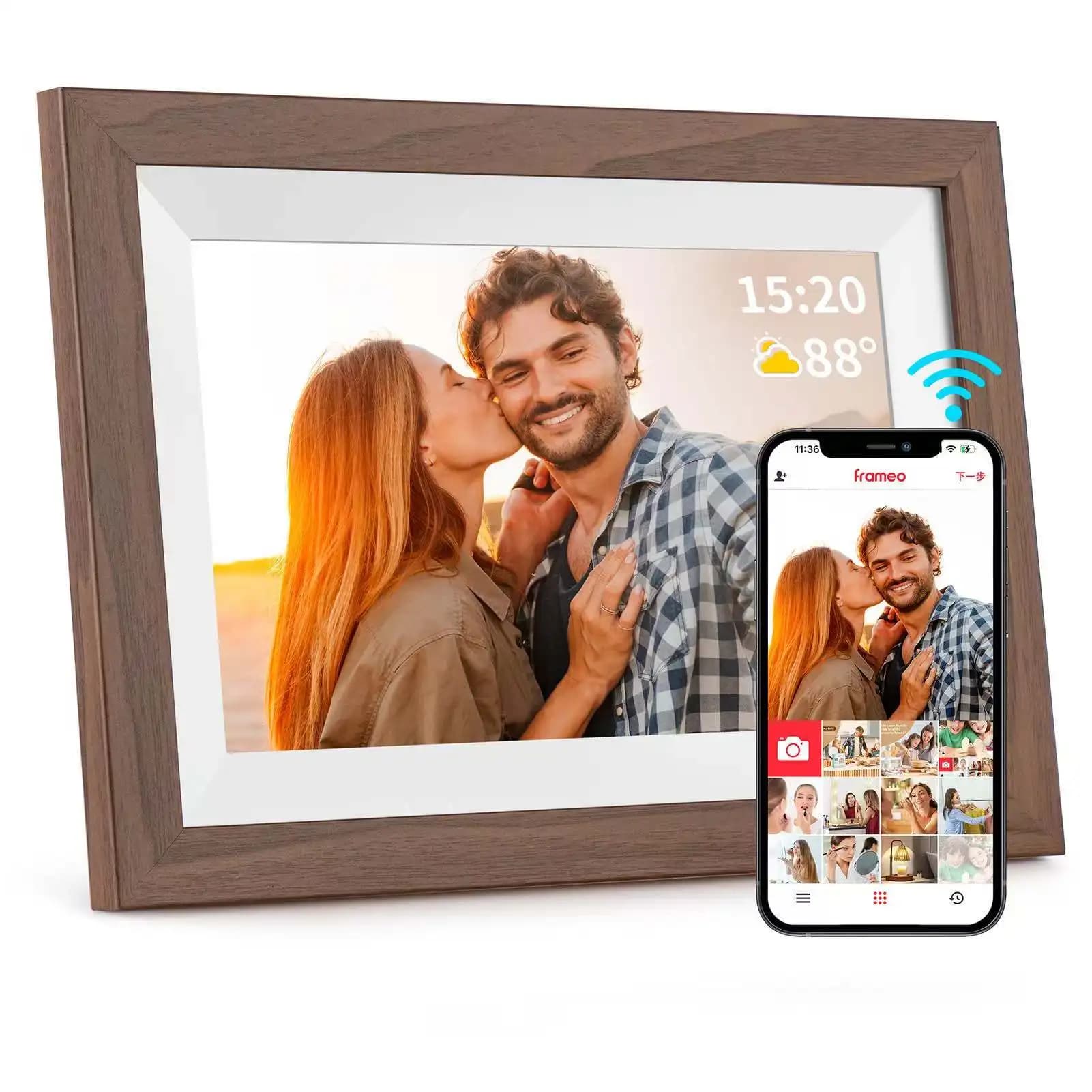 Cornice per foto digitale HD 32G Album elettronico remoto wireless Touch IPS da 10,1 \" con MP3/Video e orologio Cornice in plastica regalo