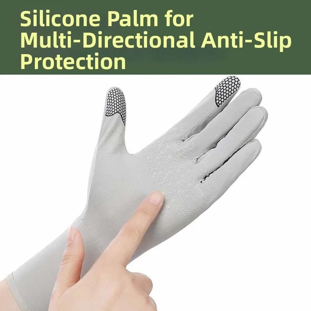 Breathable Women Sunscreen Gloves Solid Color Silicone Anti Slip Ice Silk Riding Gloves Touch Screen Quick Dry