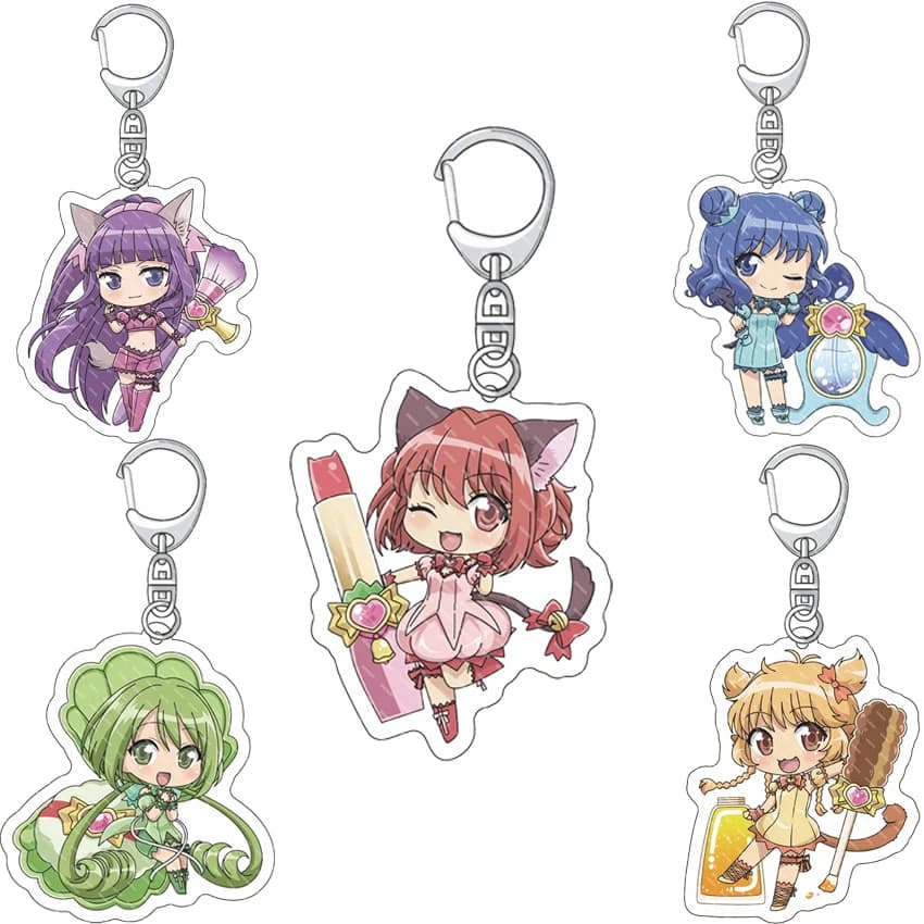 55MM Anime Tokyo Mew Mew‌ Acrylic Keychain Momomiya Ichigo Aizawa Minto Midorikawa Retasu Bu Ling Huang Figure Cute Gifts