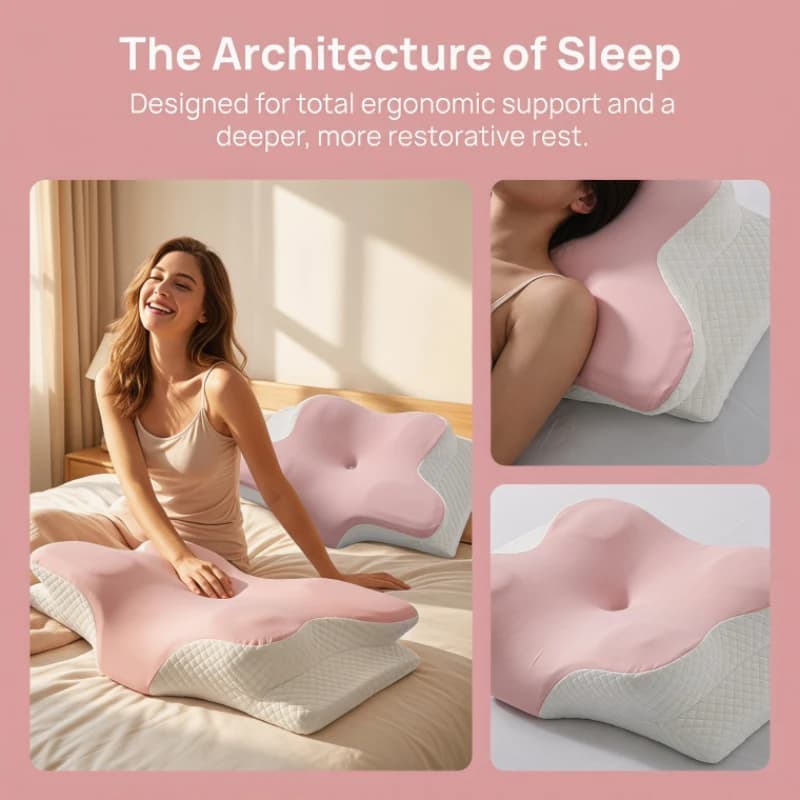 Cuscino in Memory Foam a Forma di Farfalla per l'Estate, Rilassante ed Ergonomico, Supporto Cervicale per Dormire e Alleviare il Dolore, per Casa e Letto