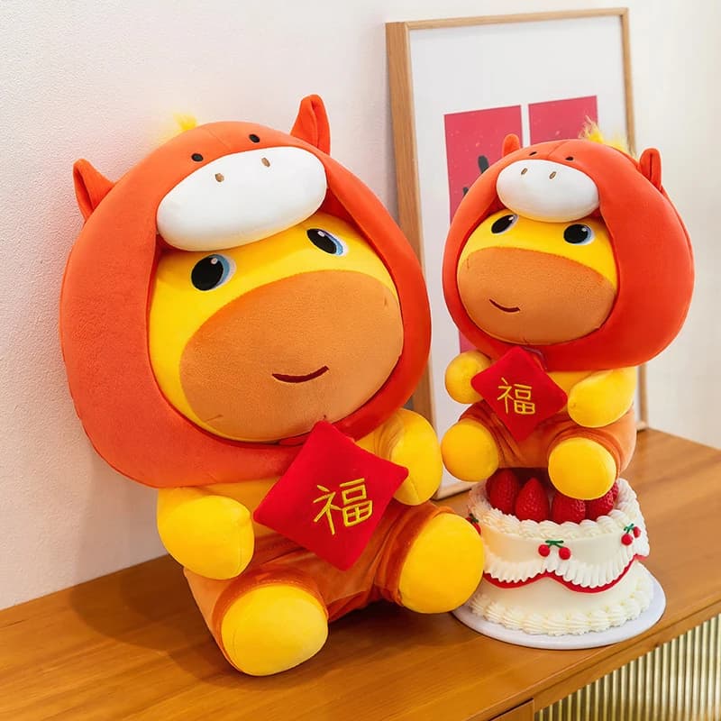 Peluche Capibara Lulu Anno del Cavallo – Morbido e coccoloso peluche per bambini, regalo di compleanno, ordine all'ingrosso, ideale per