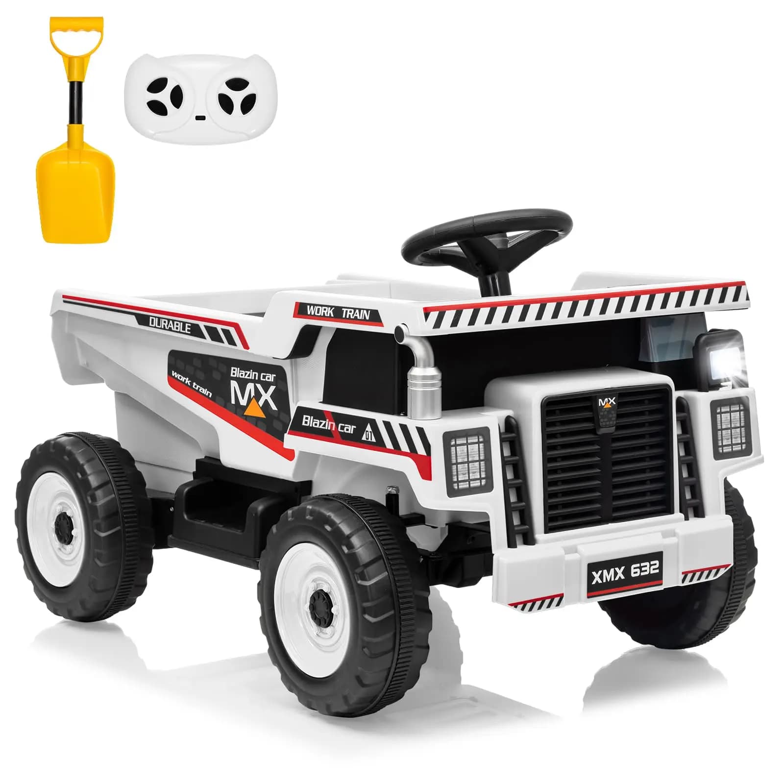 Camion ribaltabile elettrico 12V per bambini, macchinina giocattolo per bambini piccoli, veicolo da costruzione a 4 ruote con cassone ribaltabile e telecomando