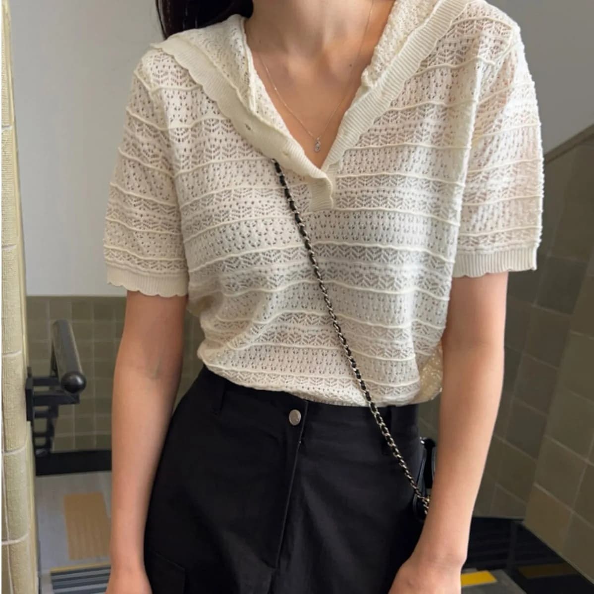 2026 Summer New Fashionable Korean Style Women's Short Sleeve Knitted Top Hollow out Hoodie Versatile Casual Loose Fit