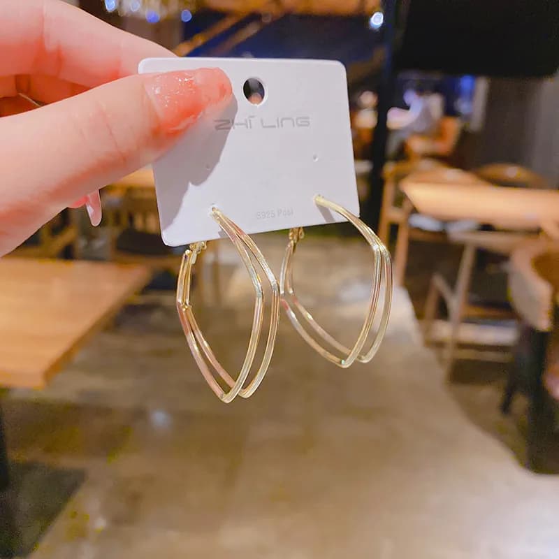 2022 New Exaggerated Multilayer Geometric Square Earrings For Women Korean Fashion Earring Daily Birthday Party Jewelry Gifts