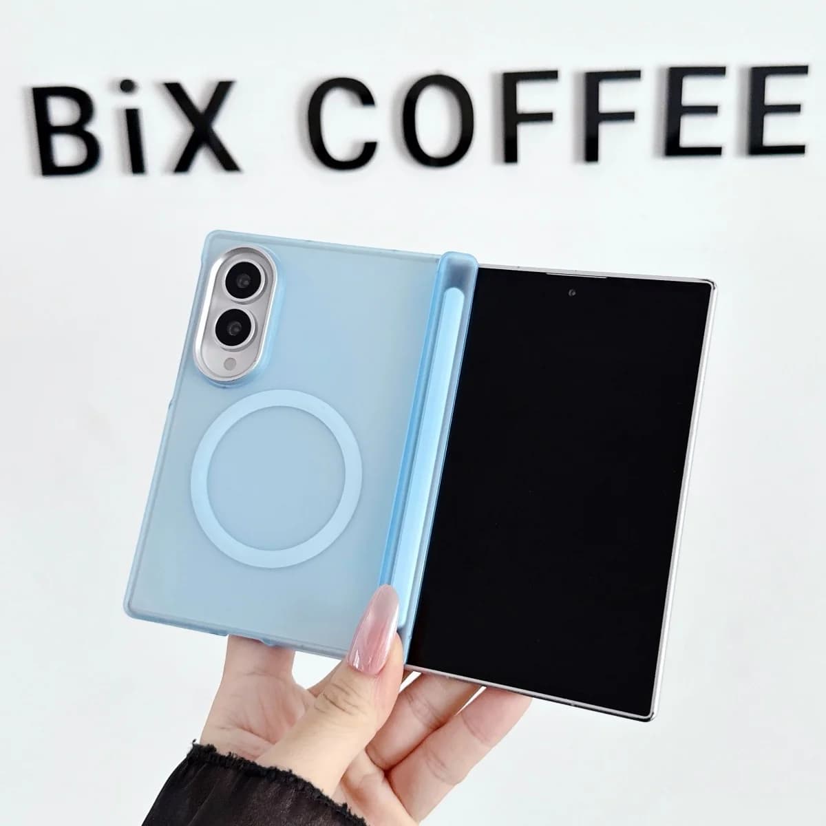 Luxury Hinge Protect Matte Translucent for Magsafe Phone Case for Samsung Galaxy Z Fold 8 Ultra 8 7 6 5 Wireless Charge Cover