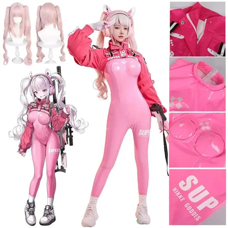 Candy 2025Nikki Alice Costume Cosplay Tuta Dea della Vittoria Guanti per le orecchie Parrucca Lattice Gatto vestito Tuta Giacca Completa Halloween W